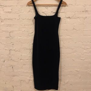 American apparel green velvet-textured midi dress